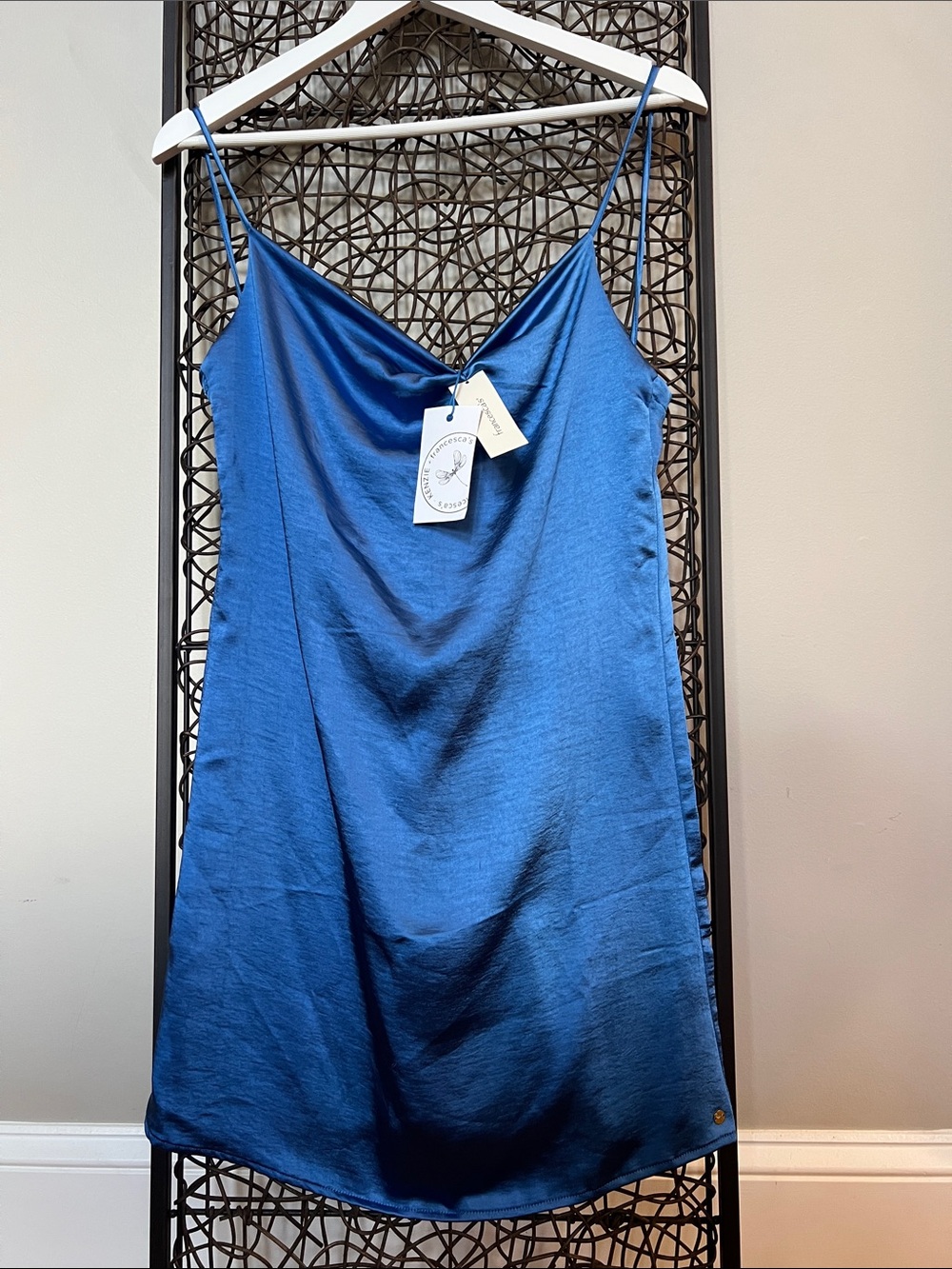 Kenzie + Francesca’s Satin Mini Bodycon Dress Royal Crayon Box Blue XS NEW